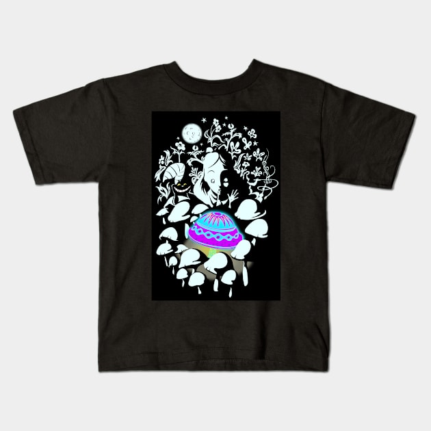 alice in fungi land Kids T-Shirt by SFDesignstudio